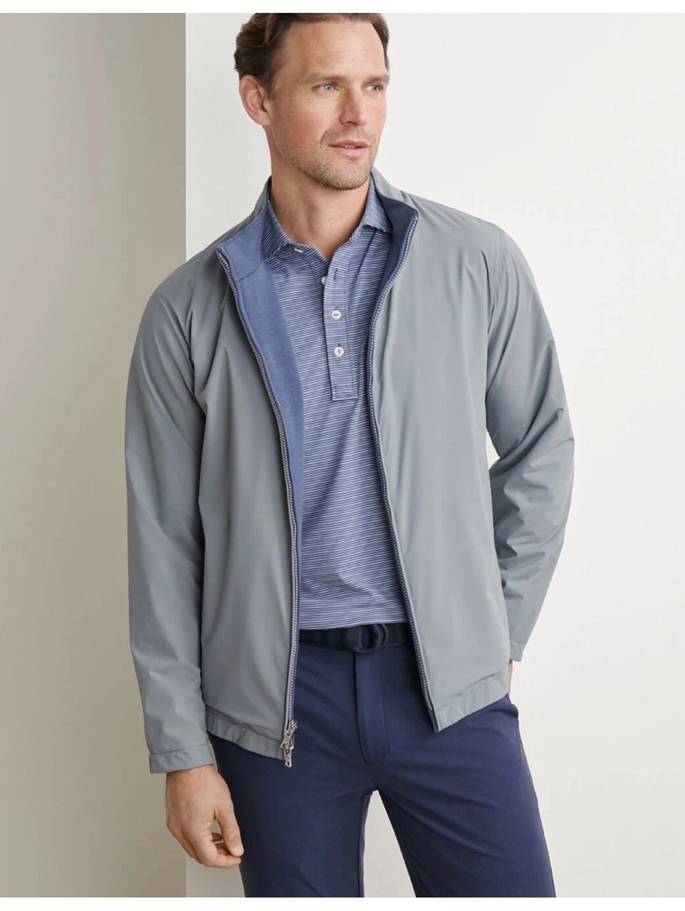 $375 Peter Millar Ryder Reversible Golf Jacket Oslo Gray Blue Size XL